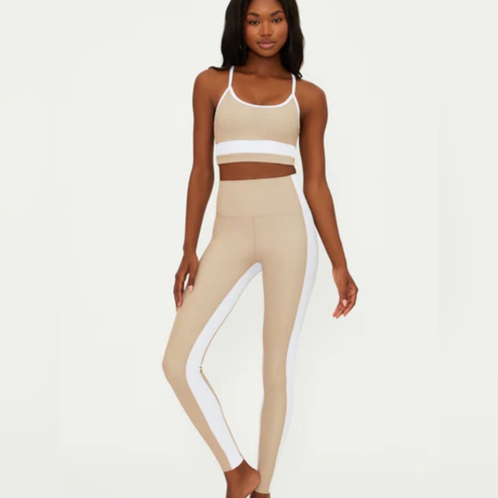 Beach Riot Tan and White Activewear Set